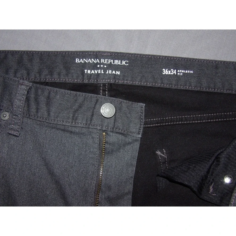 Banana Republic Dark Gray Wash Stretch Athletic Fit Travel Jeans Men's‎ 36 X 30